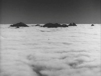 Opening shot from Dr. Strangelove: the perpetually fog-shrouded wasteland below the Arctic peaks of the Zhokhov Islands