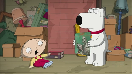 Family Guy Killer Queen. Brian shows Stewie a copy of Queen's News Of The World album on vinyl.