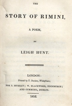 1816 title page. John Murray, London. The Story of Rimini Leigh Hunt 1816.jpg