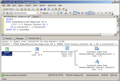 Microsoft SQL Server Management Studio displaying a sample query plan. SQLServer QueryPlan.png