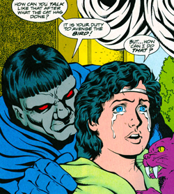 Darkseid with a young DeSaad, art by Colleen Doran.