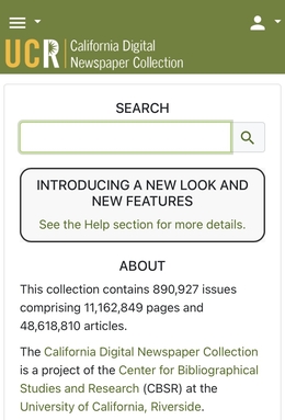 <span class="mw-page-title-main">California Digital Newspaper Collection</span> Online archive of digitized newspapers