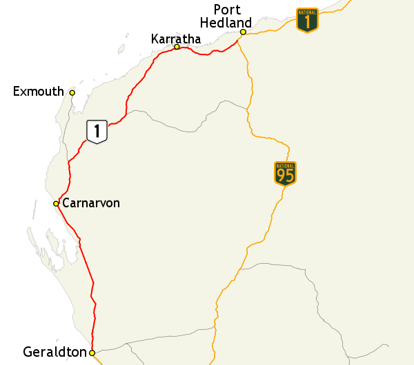 File:North West Coastal Highway route map.png