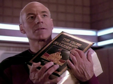 File:TNG's Jean-Luc Picard with book of Shakespeare's work.jpg