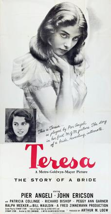 Poster with an illustration of actress Pier Angeli and film details