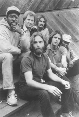 Bobby and the Midnites in 1981. (Back L-R: Billy Cobham, Bobby Cochran, Matthew Kelly. Front L-R: Brent Mydland, Bob Weir, Alphonso Johnson)