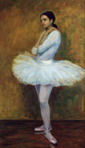 File:"Ballerina Contemplating" Oil on Canvas by Irving Fierstein, 1970.jpg
