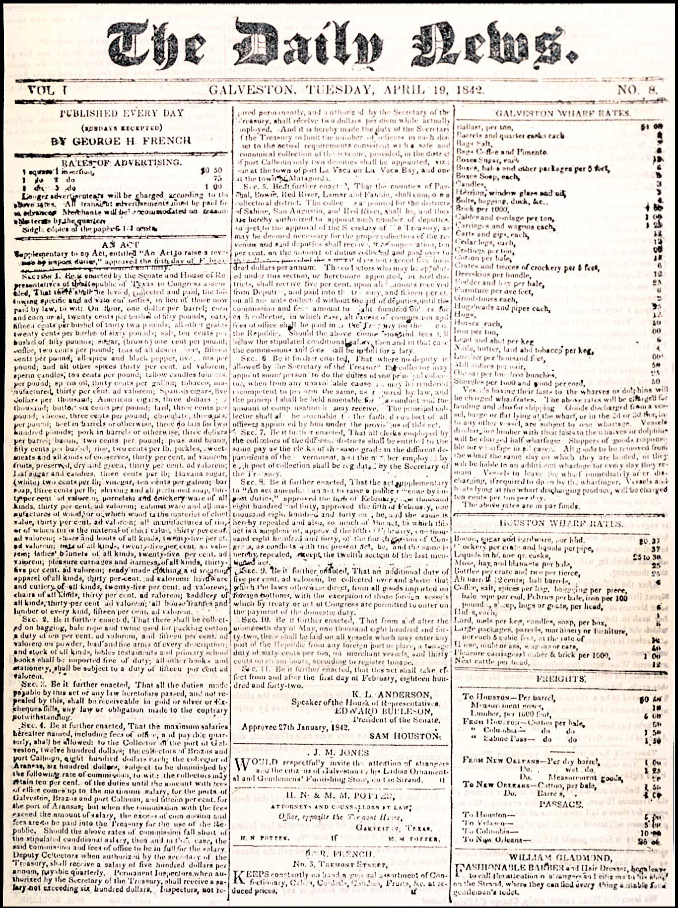 Galveston_Daily_News_%28front_page_ _April_19%2C_1842%29