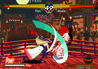 Gameplay screenshot showcasing a match between Yuki and Hyo Amano.