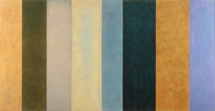 Robert Yasuda, Pompeii, acrylic polymer on fabric on wood, 80" x 156", 1992. Robert Yasuda Pompeii 1992.jpg