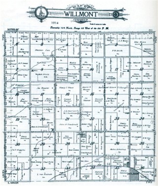 Map of Wilmont Township, 1914--note double L in spelling of Wilmont Wilmont Township, MN, 1914.jpg