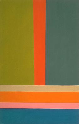 Jack Bush, Big A, 1968. Bush was a Canadian abstract expressionist painter, born in Toronto, Ontario in 1909. He became closely tied to the two movements that grew out of the efforts of the abstract expressionists: color field painting and lyrical abstraction.[21]