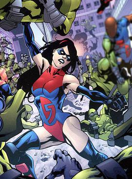 Bridget Flynn in her previous identity of Scrap. From Dynamo 5 #1. Art by Mahmud A. Asrar. Scrap comic character.jpg