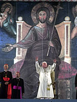 Pope John Paul II presides at the Vespers service during World Youth Day, 2000. WJD-2000.jpg