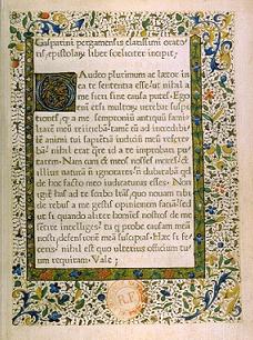 The first book printed in France: Epistolae (Letters), by Gasparinus de Bergamo (Gasparino Barzizza). It was printed in 1470 by the press established in Paris by Johann Heynlin.