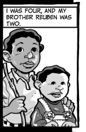 A panel from the graphic novel, with the young Geoffrey Canada at left Fist Stick Knife Gun - Graphic Book.jpg