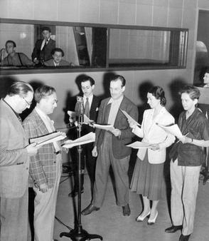The company rehearses Treasure Island, the second program in The Mercury Theatre on the Air series, presented July 18, 1938.