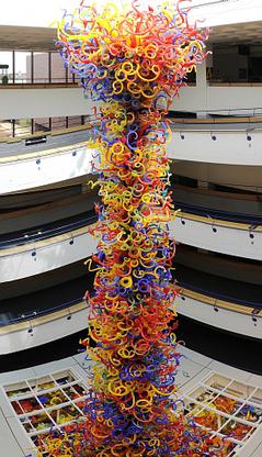 <i>Fireworks of Glass Tower and Ceiling</i> Blown glass sculpture in Indianapolis