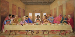 <i>The First Supper</i> 1988 painting by Susan Dorothea White