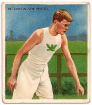Mel Sheppard wearing the Winged Fist of the Irish American Athletic Club