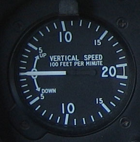 Variometer flight instrument in an aircraft used to inform the pilot of the rate of descent or climb