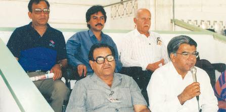 File:Munir Hussain (left on bottom row), a pioneer of Urdu commentary in Pakistan.jpg