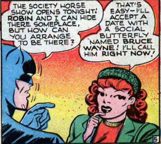 The first appearance of Vicki Vale in Batman #49 (Oct. 1948); art by Dick Sprang.