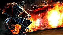 A screenshot of Ryu fighting the "Steel Spider" boss Ninja Gaiden 3 screenshot.jpg