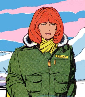 First appearance of Madelyne Pryor, in the final panel of Uncanny X-Men #168. Art by Paul Smith.
