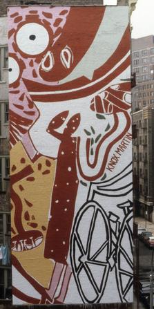 <i>Woman with Bicycle</i> Mural by Knox Martin in New York City