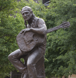 Willie Nelson statue Bronze statue of Willie Nelson by Clete Shields in Austin, Texas, U.S.