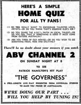 <i>The Governess</i> (1958 film) 1958 Australian TV series or program