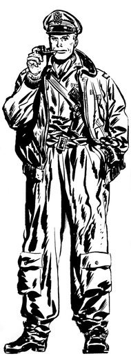 Milton Caniff's Steve Canyon, although not gaining the popularity of Terry and the Pirates, nevertheless enjoyed greater longevity. Steve2 copy.png