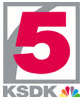 KSDK's former logo, used from 1993 to 2017, with an outline of the Gateway Arch behind the "5". The Helvetica "5" dated from 1982; until 1993 it was usually paired with the NBC logo (the 11-feather "Proud N" until 1986, and the current six-feather design thereafter).