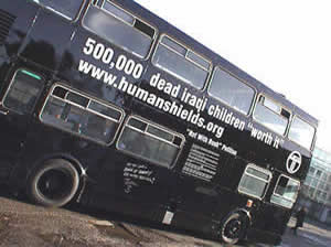 Human shields black bus, 25 January 2003 Human shields black bus.jpg