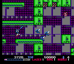 Gameplay screenshot of Stage 1 NES Burai Fighter.png