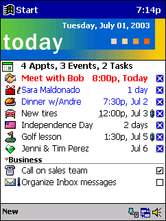 Pocket PC 2000 Today Screen