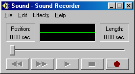 Sound Recorder in Windows 98, displaying features of the original user interface