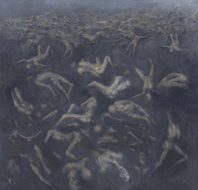 Arthur Lerner, Descent, oil on linen, 60" x 62", 2001. Arthur Lerner Descent 2001.jpg