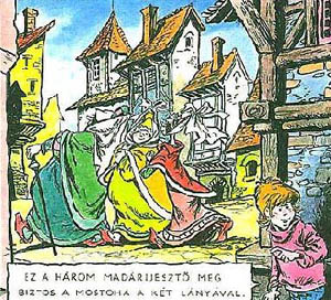 A panel from Miskati közbelép (1988), a children's/youth comic book by Lívia Rusz