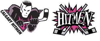 The controversial original logo of the Hitmen (left), as well as the alternate they chose to use in their first season (right)