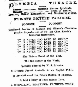 <i>It Is Never Too Late to Mend</i> (1911 film) 1911 Australian film