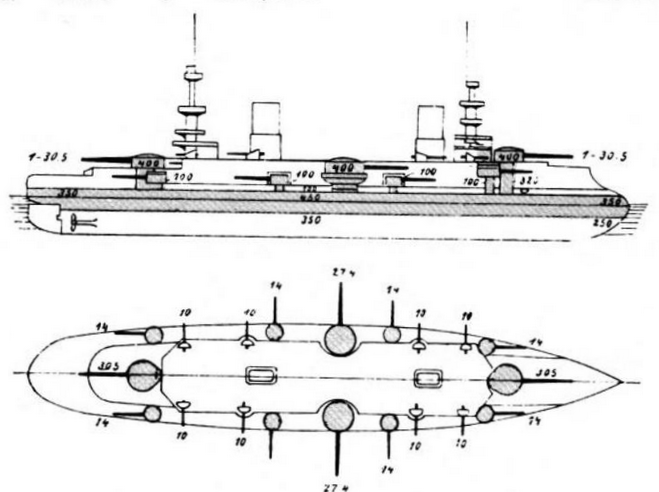 File:French battleship Massena plan and profile.png