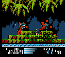 Gameplay screenshot of mission 1-1. NES G.I. Joe - A Real American Hero.png