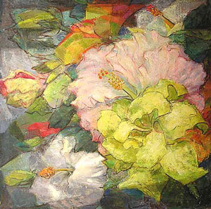 File:'Hibiscus Harmony', painting by Shirley Ximena Hopper Russell, c. 1960.jpg