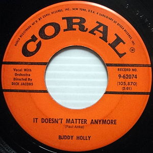 <span class="mw-page-title-main">It Doesn't Matter Anymore</span> 1959 single by Buddy Holly