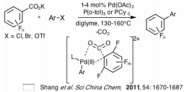 Decarboxylative cross-coupling of potassium polyfluorobenzoates, reported by Shang et al. Decarboxylative cross-coupling of potassium polyfluorobenzoates, reported by Shang et al.png