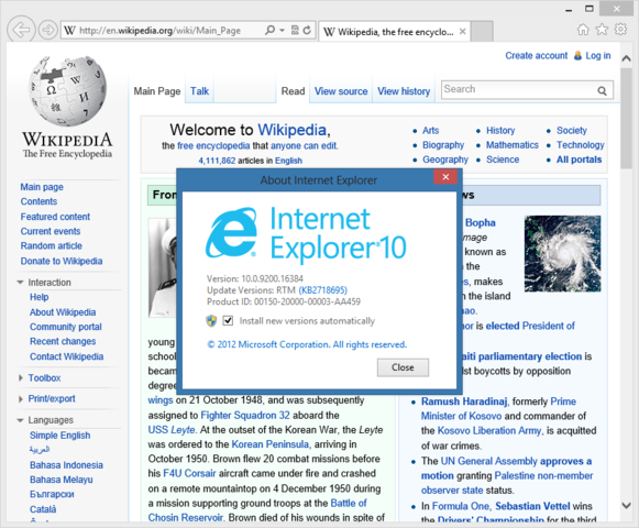 Internet explorer 10