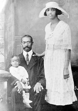 Nellie K. Morrow with her husband, William L. Parker, and their child, circa 1927 Parker-Nellie 01.jpg