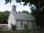 The church before its destruction; note its small size and prominent steeple Grandview Apostolic Church before arson.jpg